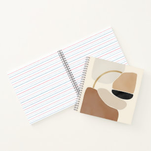 Neutral Abstract Shapes   Minimal Modern Fine Art  Notebook
