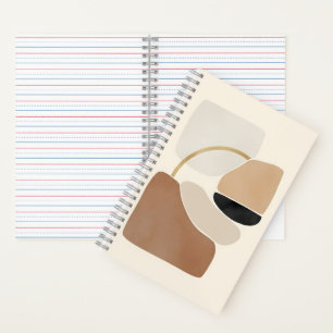 Neutral Abstract Shapes   Minimal Modern Fine Art  Notebook