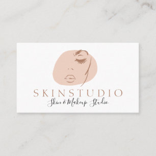 Neutral Aesthetic Feminine Face Beauty Skincare Business Card