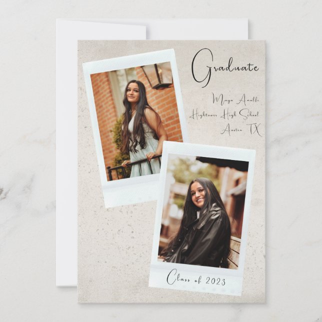 Neutral Aesthetic Photo Graduation Announcement (Front)
