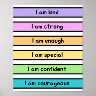 Neutral Affirmations for Kids Nursery Poster
