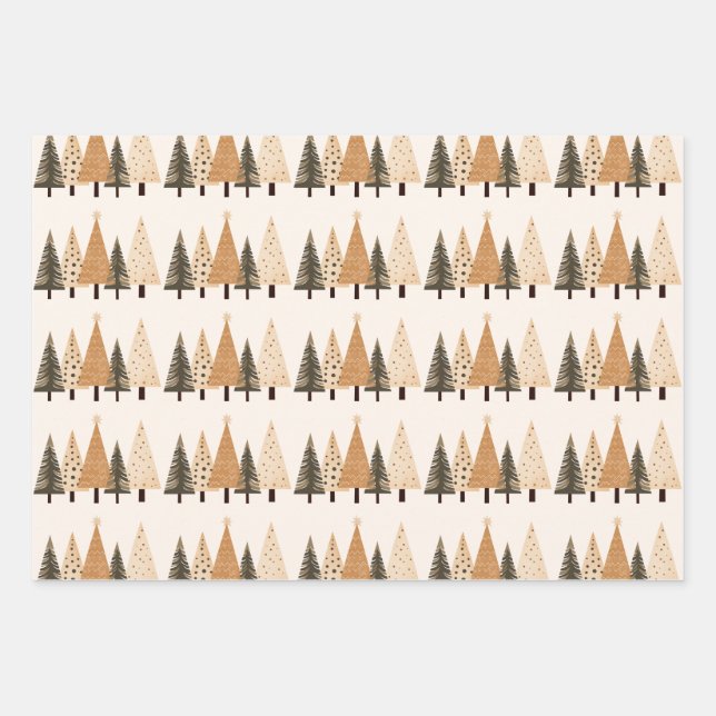 Neutral Afrocentric Tribal Christmas Tree  Wrapping Paper Sheet (Front)