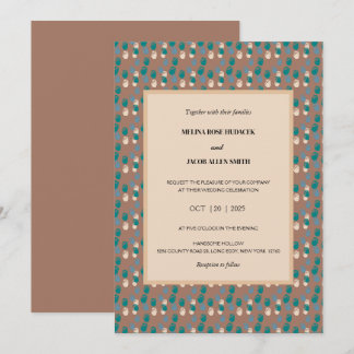 Neutral Amsterdam Tulips on Mocha Mousse Wedding Invitation