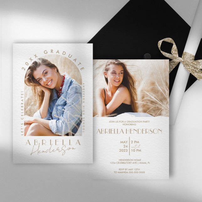 Neutral and Modern Tan Photo Graduation Invitation (Creator Uploaded)