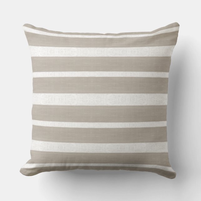 Neutral and White Modern Striped Pillow (Front)