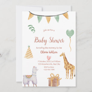 neutral animal baby invite baby shower