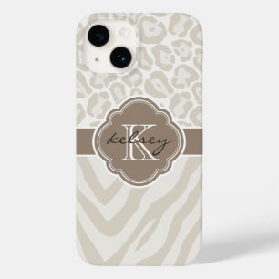 Neutral Animal Print Monogram Case-Mate iPhone 14 Case