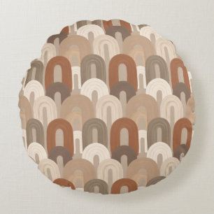 Neutral Arch Abstract Pattern Round Pillow
