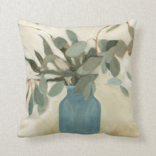 Neutral Arrangement - Stemmed Leaves Throw Pillow