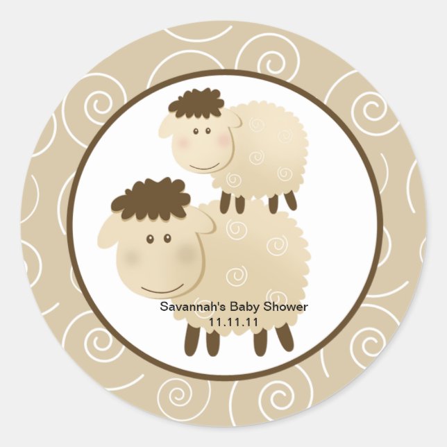 Neutral Baa Baa Sheep Favour Stickers 3-inch (Front)