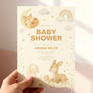 Neutral Baby Animal Nursery Baby Shower Invitation