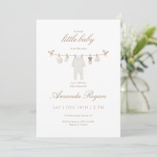 Neutral Baby Clothesline Shower Invitation