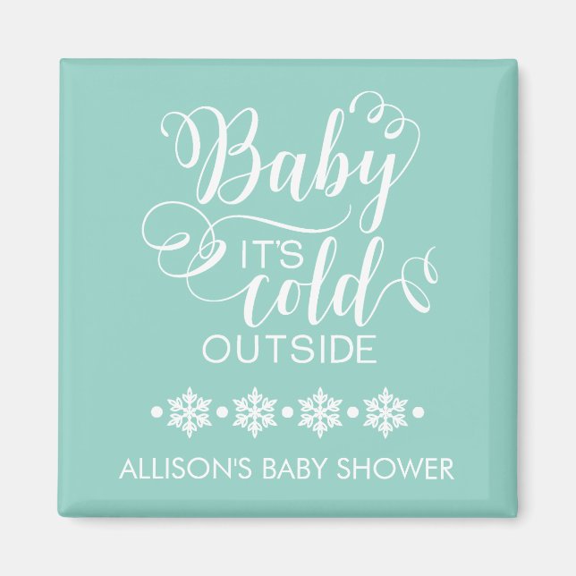 Neutral Baby It's Cold Outside Shower Favour Magne Magnet (Front)