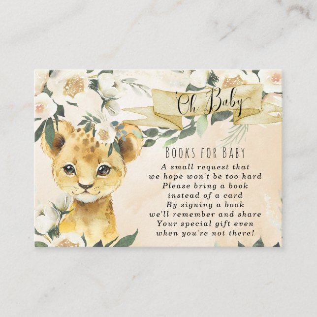 neutral baby lion books for baby request card (Front)