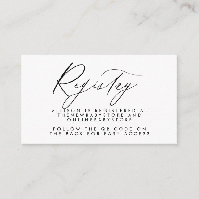 Neutral Baby Registry QR Codes Enclosure Card (Front)