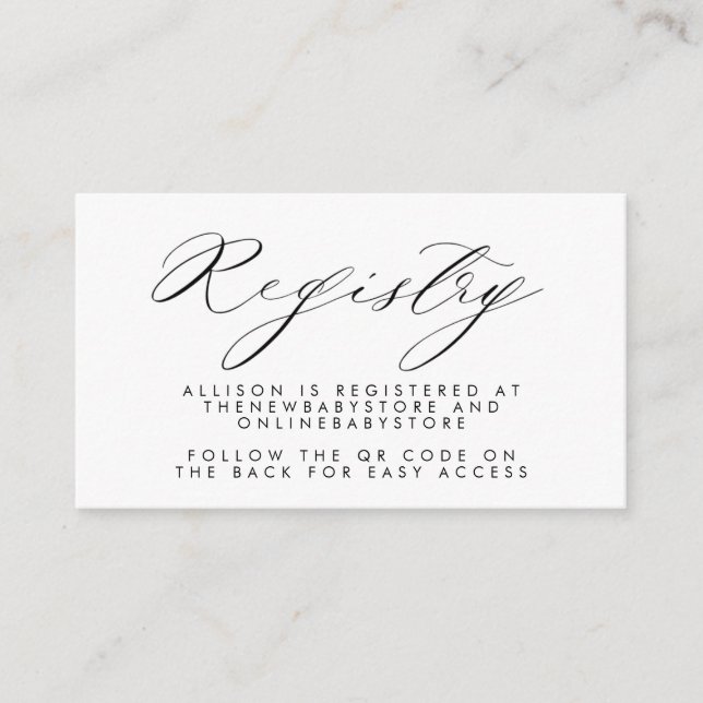 Neutral Baby Registry QR Codes Enclosure Card (Front)