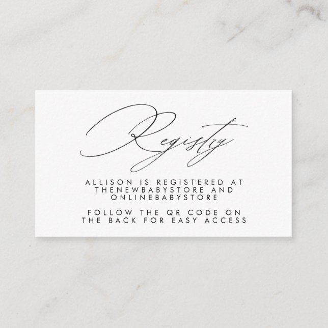 Neutral Baby Registry QR Codes Enclosure Card (Front)