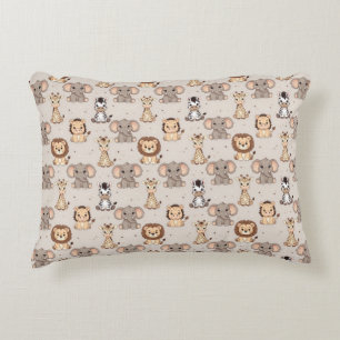 Neutral Baby Safari Pattern Accent Pillow