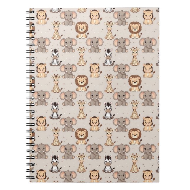 Neutral Baby Safari Pattern Notebook (Front)