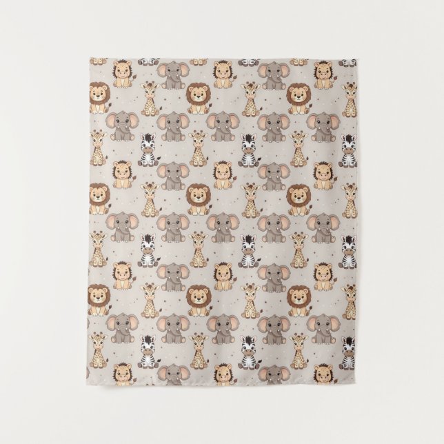 Neutral Baby Safari Pattern Tapestry (Front)