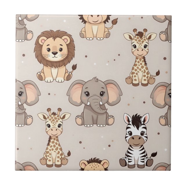 Neutral Baby Safari Pattern Tile (Front)