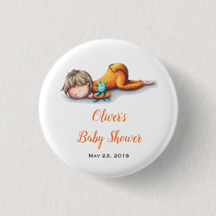 Neutral Baby Shower Baby Sleeping 1 Inch Round Button