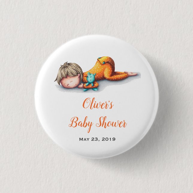 Neutral Baby Shower Baby Sleeping 1 Inch Round Button (Front)