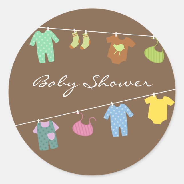 Neutral Baby Shower Brown Sticker (Front)