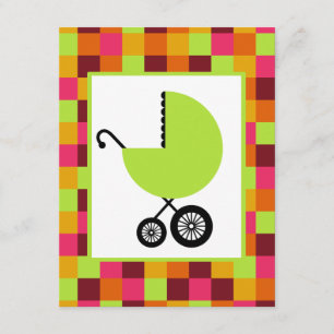 Neutral Baby Shower - Green Carriage & Colour Bloc Invitation