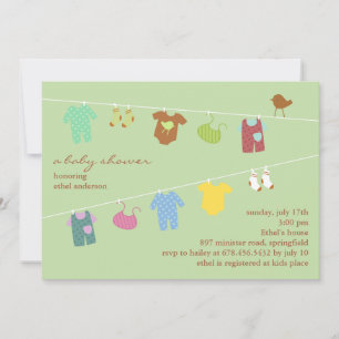 Neutral Baby Shower Green Flat Invitation