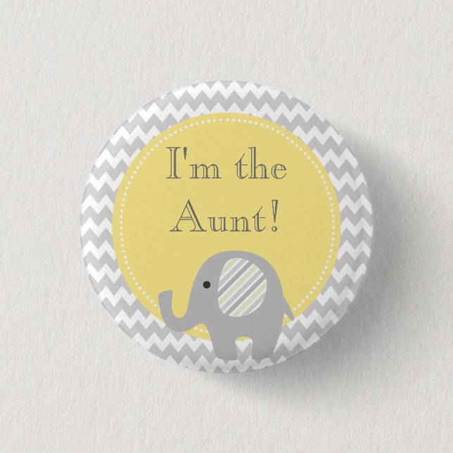 Neutral Baby Shower I'm the Aunt Family Button (Front)