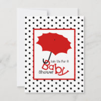 Neutral Baby Shower - Red Umbrella & Polka Dots