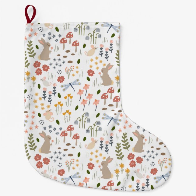 Neutral Baby Woodland First Christmas Large Christmas Stocking (Front)
