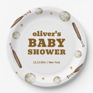 Neutral Batter Up Baseball Sport Boy Baby Shower  Paper Plate