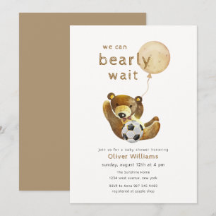 Neutral Bearly Wait All Star Balloon Baby Shower Invitation