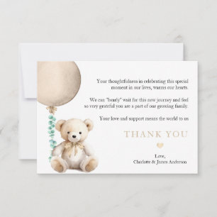 Neutral Bearly Wait Baby Shower Thank You Card