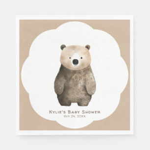 Neutral Bearly Wait Teddy Bear Baby Shower Napkin