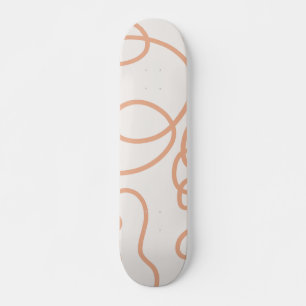 Neutral Beige Abstract Minimal Line Brush Strokes Skateboard
