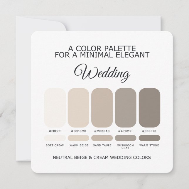 Neutral Beige and Cream Wedding Color Palette Card (Front)