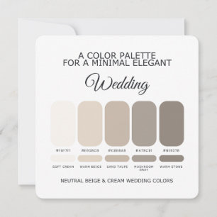 Neutral Beige and Cream Wedding Colour Palette Car Invitation