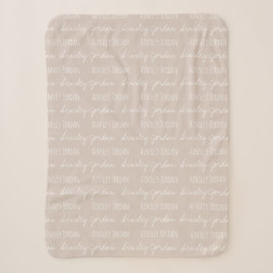 Neutral Beige Baby Blanket name repeated