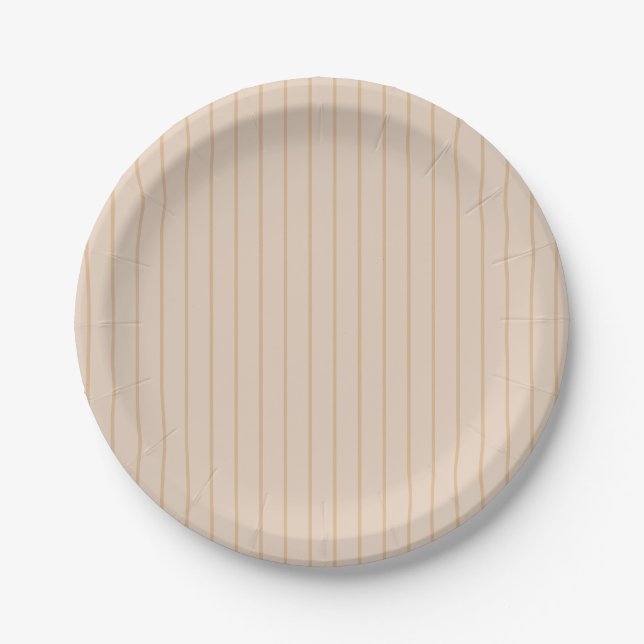 Neutral Beige Boho Stripe Cowgirl Baby Shower  Paper Plate (Front)