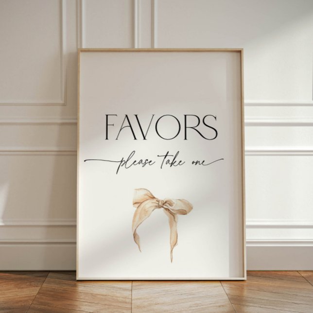 Neutral Beige Bow Favour Bridal Party Pedestal Sig Sign (Creator Uploaded)
