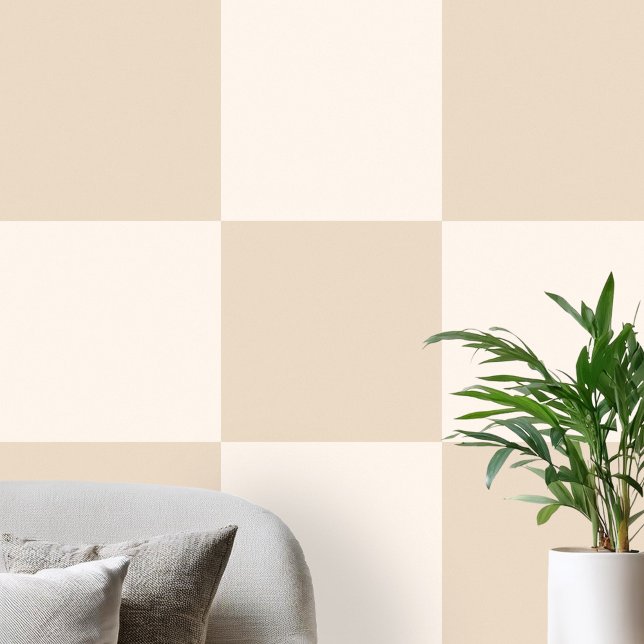 Neutral Beige Chequered Wallpaper (Creator Uploaded)