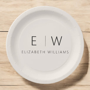 Neutral Beige Classic Elegant Modern Minimalist  Paper Plate