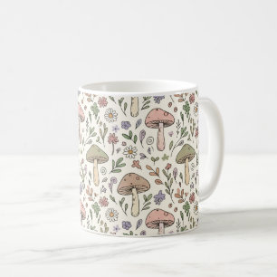 Neutral Beige Earthy Mushroom Seamless Pattern Coffee Mug