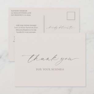 Neutral Beige Elegant Modern Business Thank You Postcard
