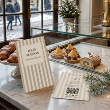 Neutral Beige French Bakery Stripes QR Code