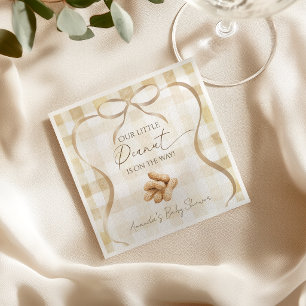 Neutral Beige Gingham Little Peanut Baby Shower Napkin