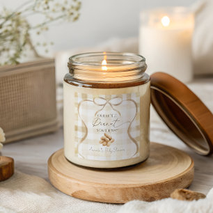 Neutral Beige Gingham Little Peanut Baby Shower Square Sticker